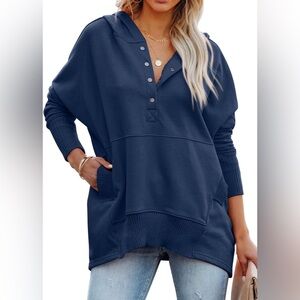 Navy Blue Hoodie Sweatshirt, oversized PRETTYGARDEN brand from Amazon size L
